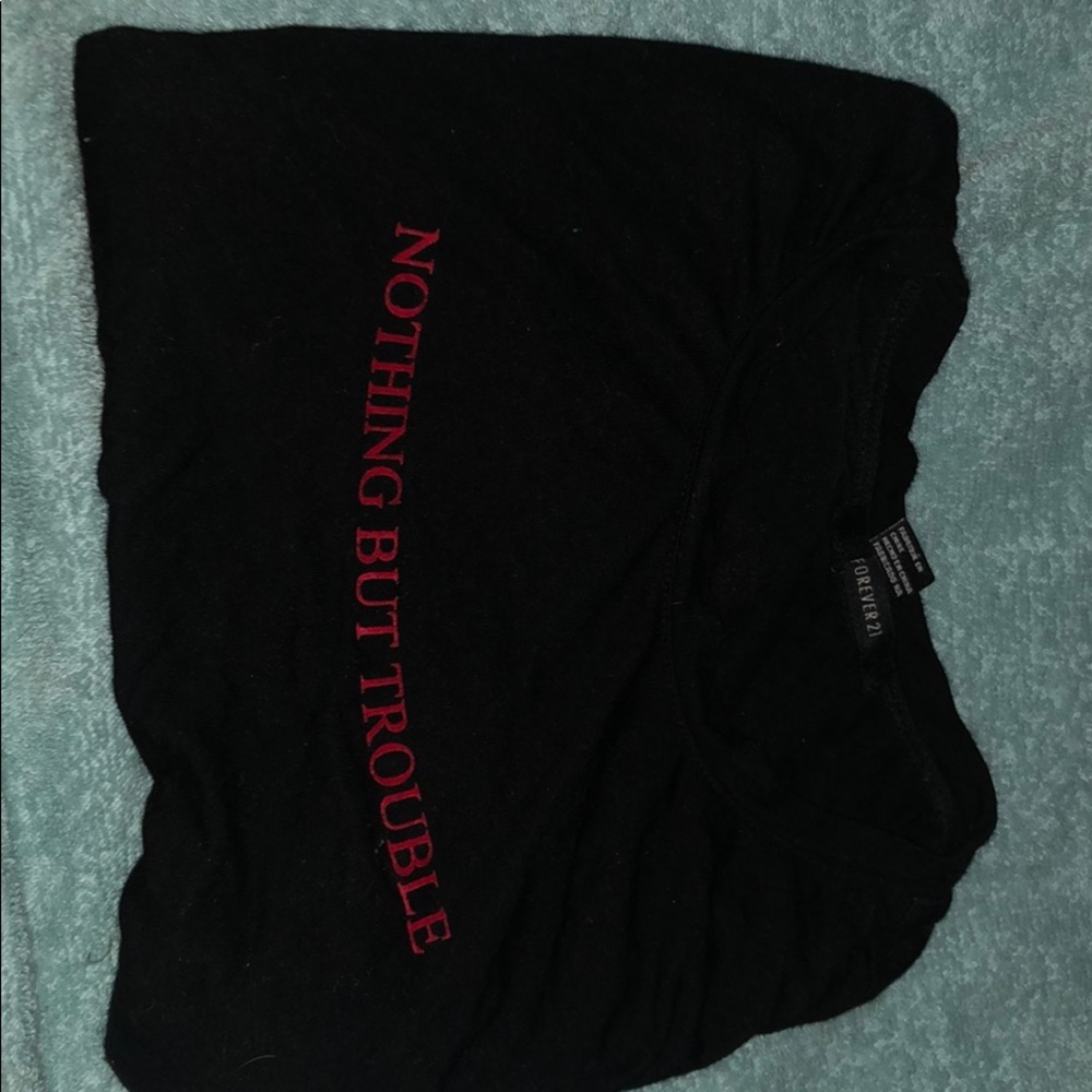 Nothing but trouble cropped tee